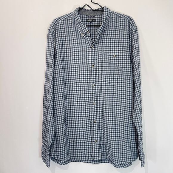 Toad & Co. Flannel Button Down Shirt Mens XL Gray Dark Blue Long Sleeve Outdoor - Picture 1 of 9